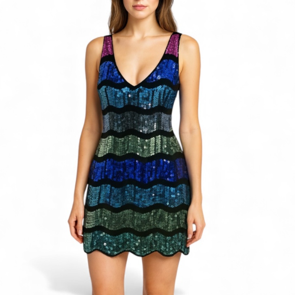 Frederick’s of Hollywood Sequined Scalloped Mini Dress